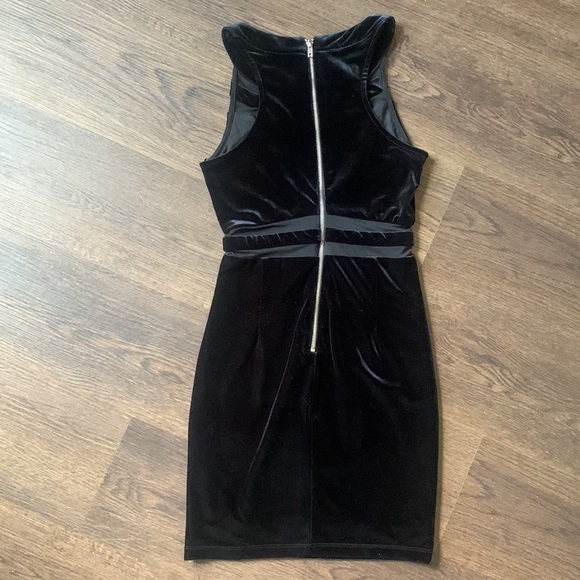 Gianni Bini black velour mini dress with mesh cut outs size small - Picture 3 of 4